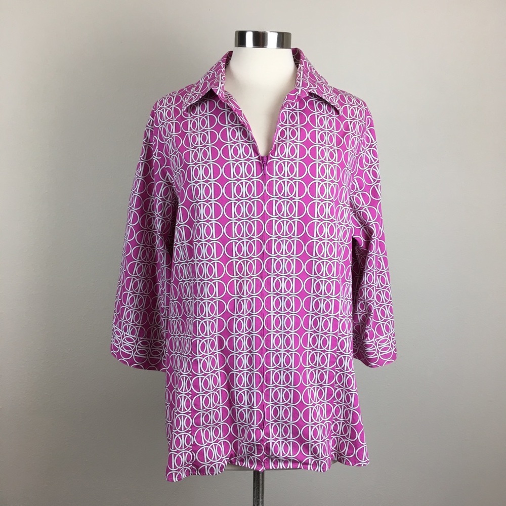 Foxcroft Zip front geo print tunic Size 18W